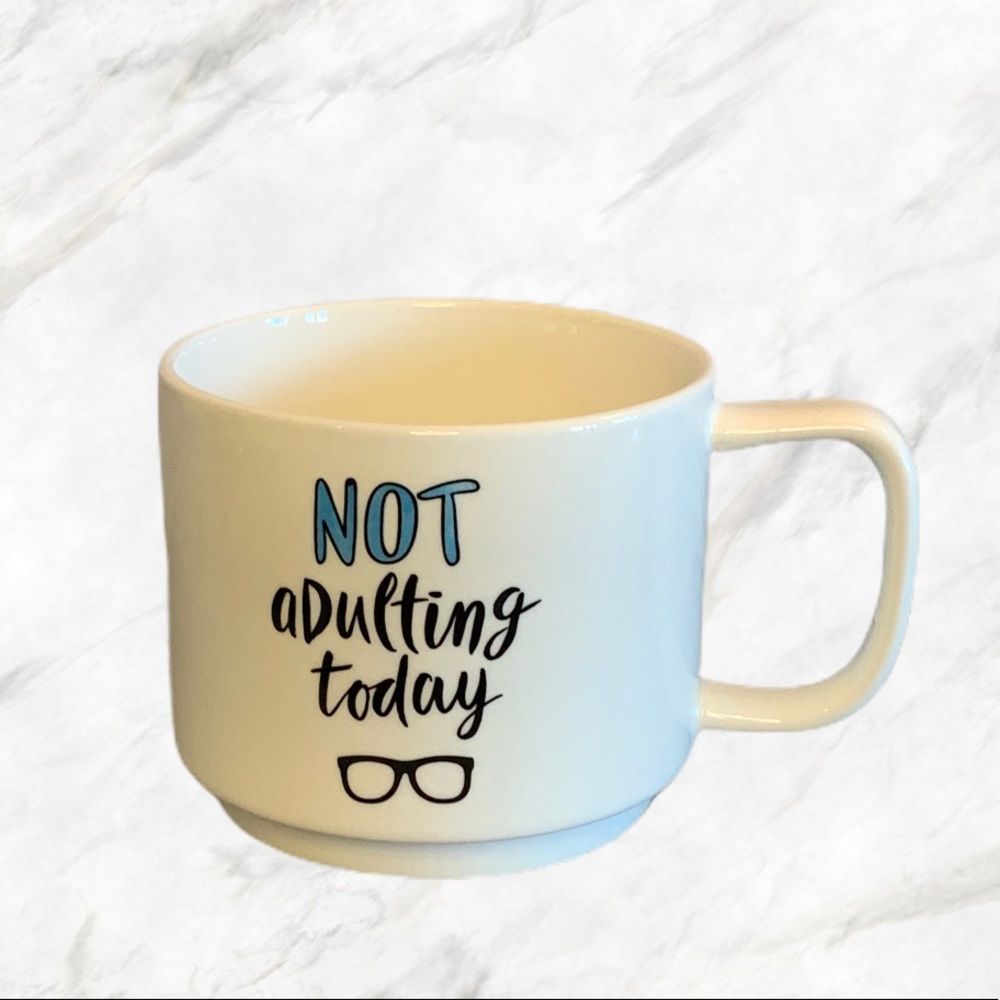 4/$30 🌿 Indigo | “Not Adulting Today” White Mug (350ml)